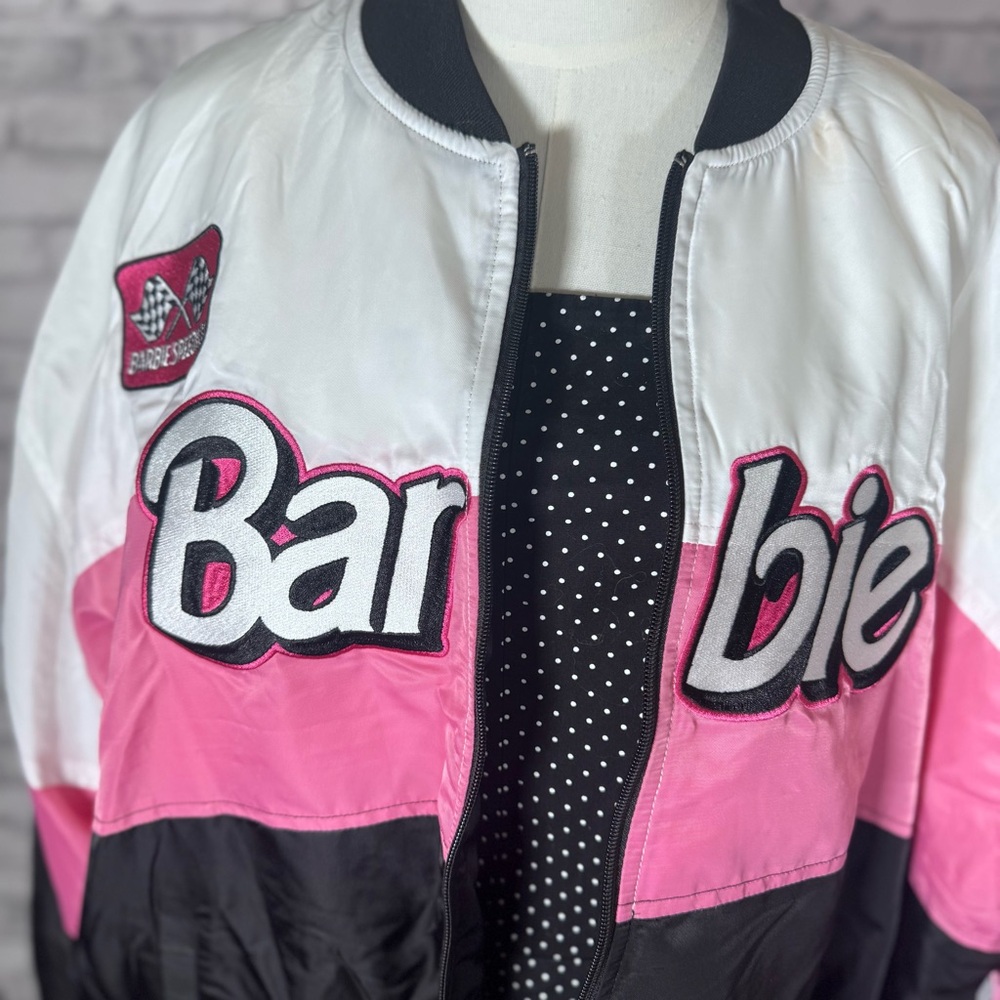Pacsun x Barbie Black White Pink Quilted Racer Motorcycle Jacket - Picture 3 of 16